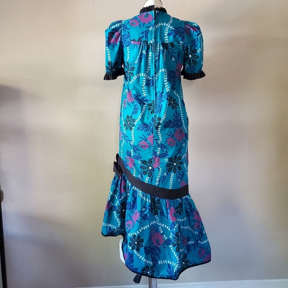 Ladies Vintage Blue Hawaiian muumuu Maxi dress medium - Picture 2 of 10